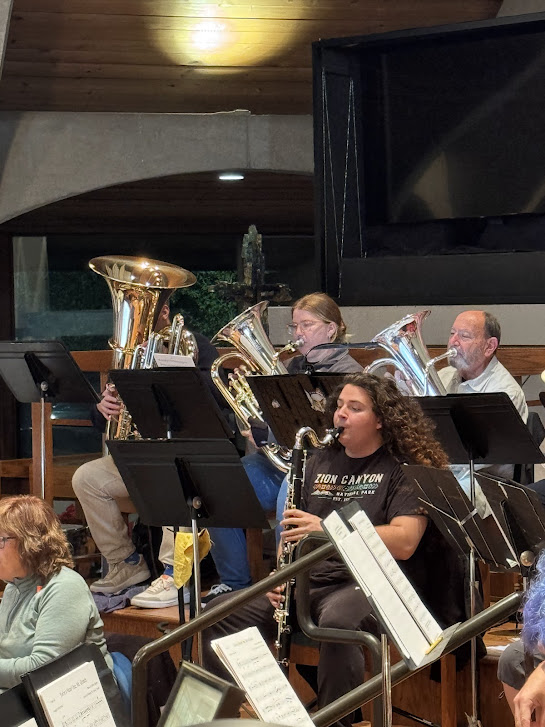 Musicians rehearsing musical arrangement